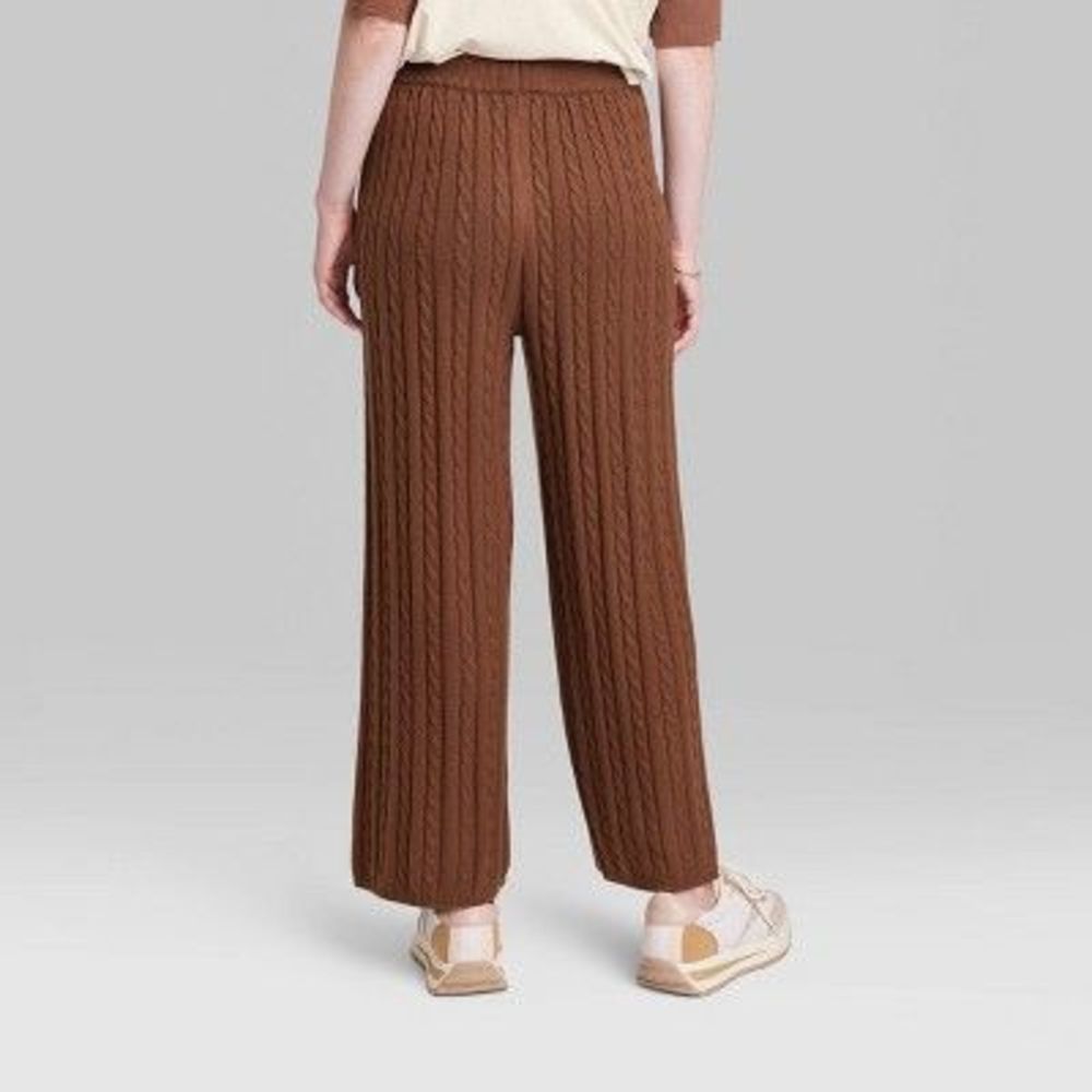 Women's Ascot + Hart Wide Leg Graphic Knit Pants - Brown M - Picture 2 of 4